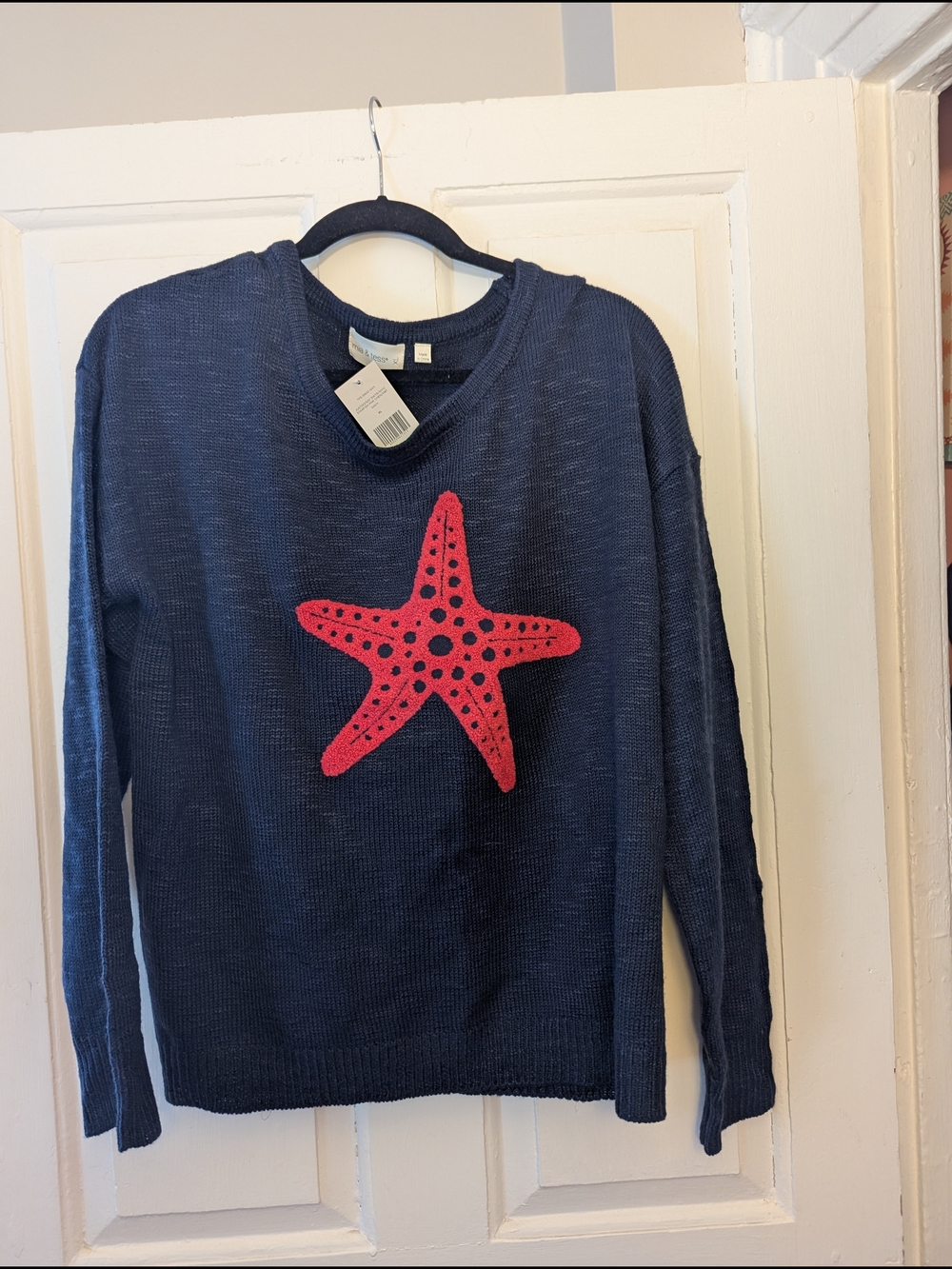 Navy Starfish Pullover Sweater - Women's